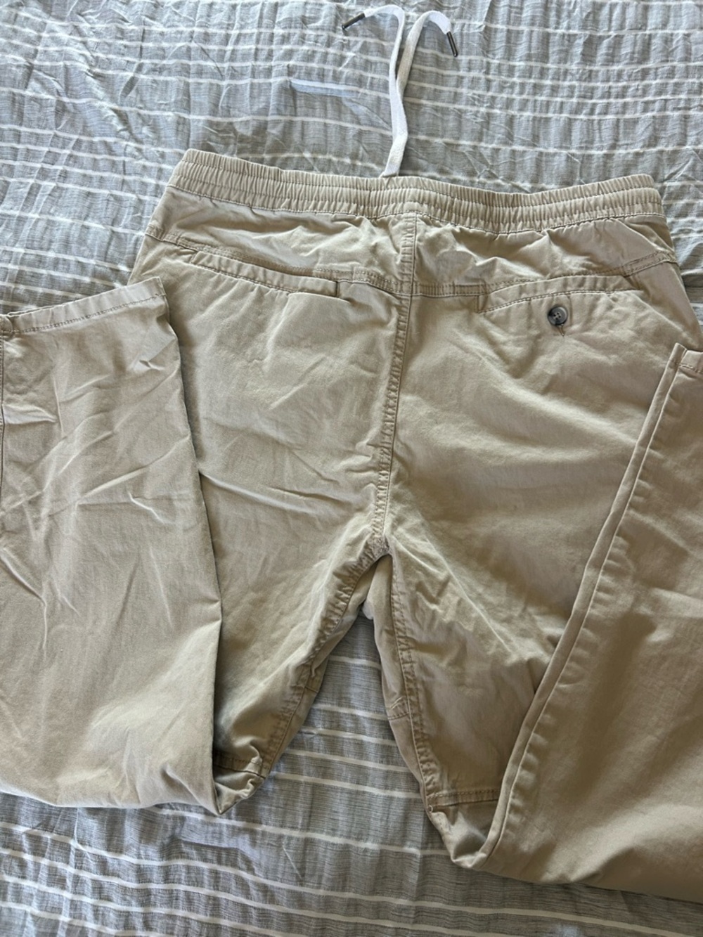 Men's Casual Drawstring Chino Pants in Beige - Picture 4 of 6